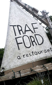 Restaurant Reviews Rhode Island - Trafford sign